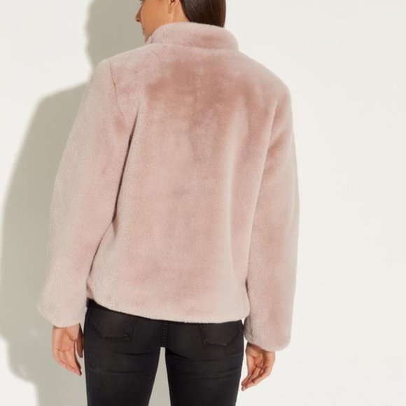 NEW Magaschoni Lilac Light Pink Super Soft Faux Fur Teddy Short Jacket Coat M - Picture 2 of 9